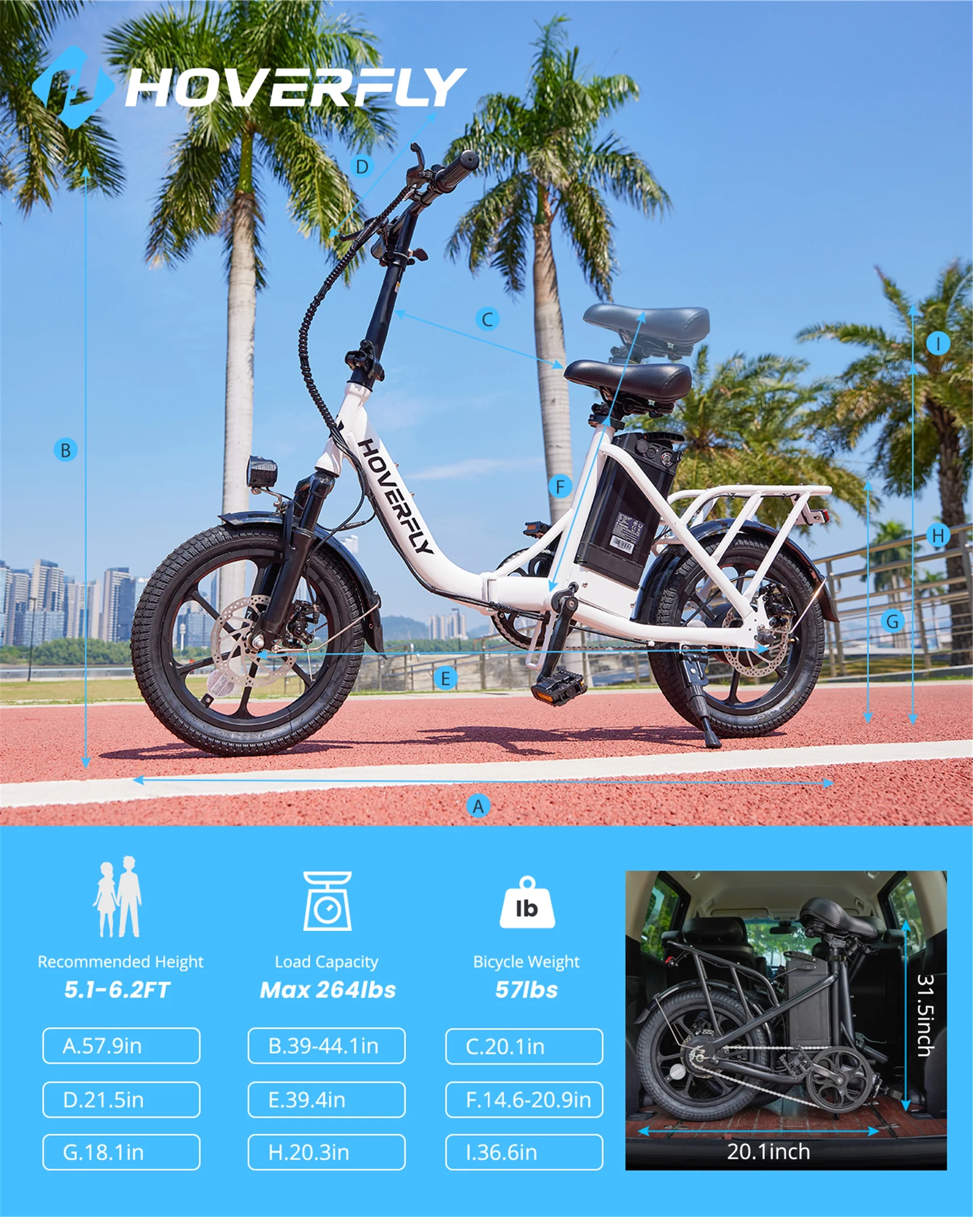 HOVERFLY 16" Folding Adults Electric Bikes, 500W/36V/15.5mph Folding City Ebike for Adult Men Women,Black - Curated Treasures Market