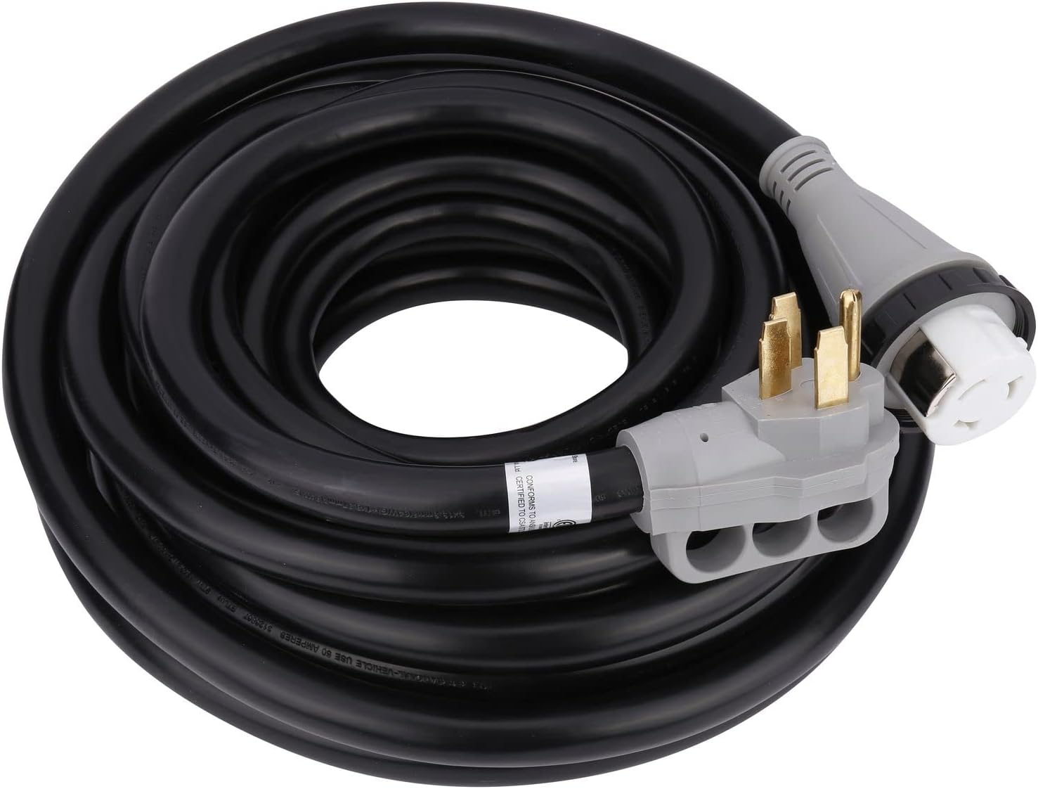 AA Ignition 50 Amp 50 Feet RV Power Extension Cord - NEMA 14-50P Male to NEMA SS2-50R Female - 125V/250V Power Supply Cable with Molded Connector and Twist Lock - Camper, Trailers, Motorhome, Caravan