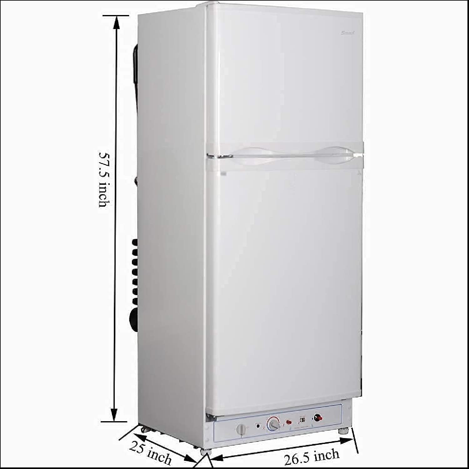 Smad Propane Refrigerator with Freezer Electric LPG 2 way Refrigerator No Noise Large Capacity 6.1 cu.ft, White