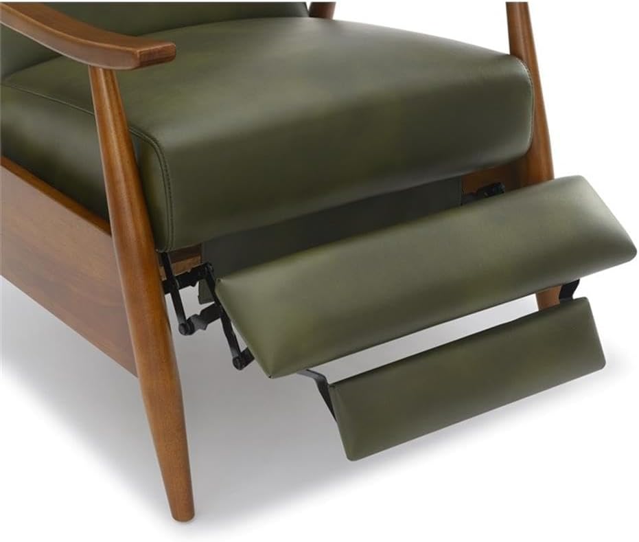 Solaris Fern Green Faux Leather Wood Arm Push Back Recliner