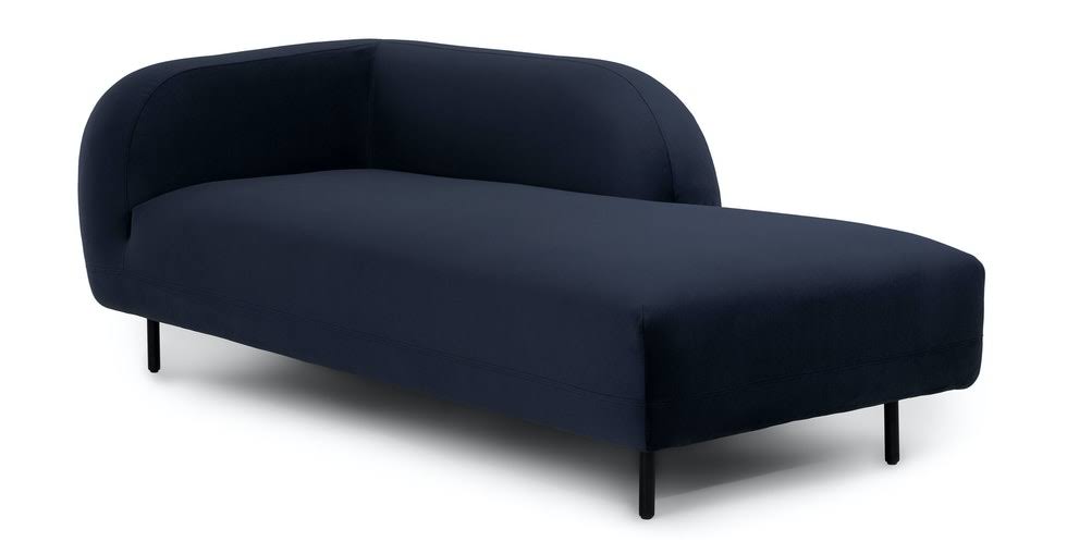 Blue Velvet Daybed, Black Metal Legs | Article Lupra Modern Furniture