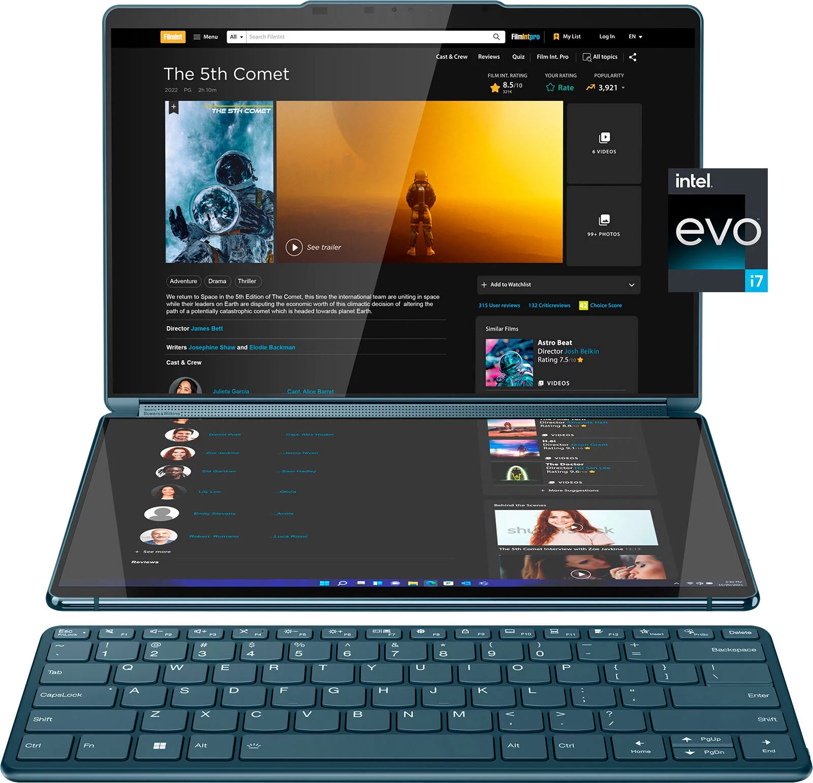 Lenovo - Yoga Book 9i 2-in-1 13.3" 2.8K Dual Screen OLED Touch Laptop - Intel Core i7-1355U with 16GB Memory - 512GB SSD - Tidal Teal