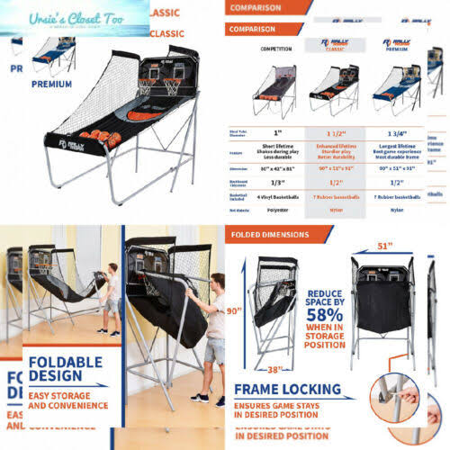 Classic Shootout Basketball Arcade Game, Home Dual Shot with LED Lights and Scorer - 8-Option Interactive Indoor Basketball Hoop