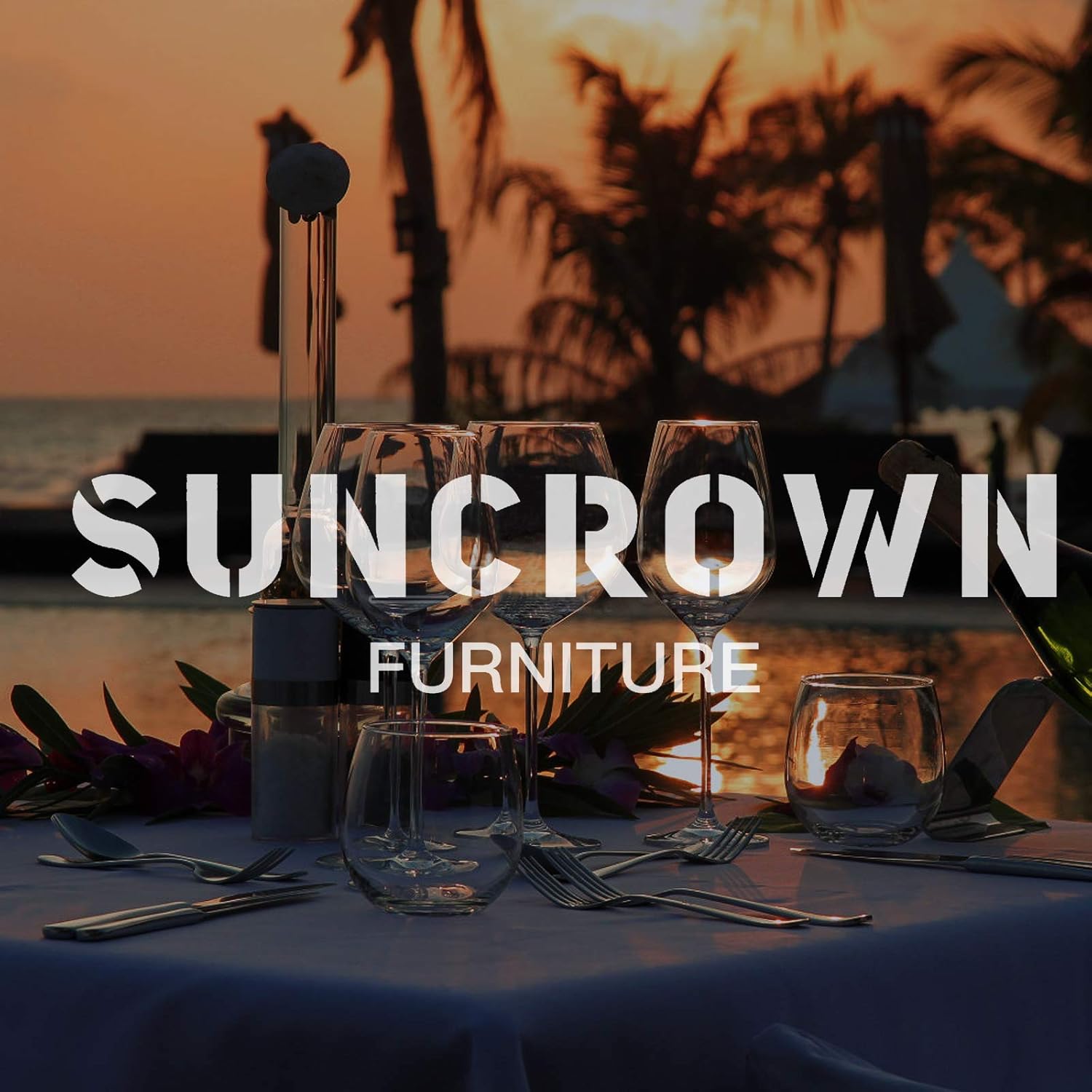 SUNCROWN 5-Piece Outdoor Wrought Iron Chairs and Table Patio Dining Furniture Set - 4 Stackable Metal Chairs and 1 Square Steel Slat Bistro Table with 1.57" Umbrella Hole for Backyard Garden Deck