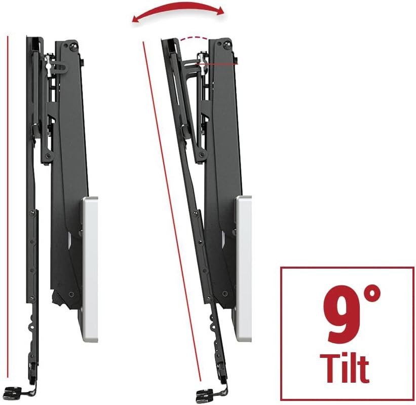 MantelMount MM540 - Above Fireplace Pull Down TV Mount for 40" to 80" Screen TVs to 90 lbs, with Patented auto-straightening, Adjustable Stops, Heat Sensor Handles & Paintable Covers