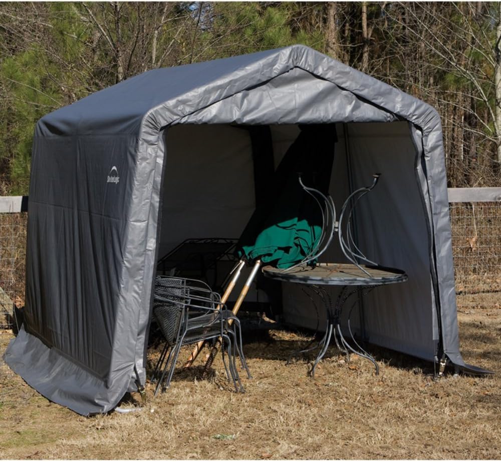 ShelterLogic Peak Style Shed/Storage Shelter - Green, 8ft.L x 11ft.W x 10ft.H, Model Number 72854