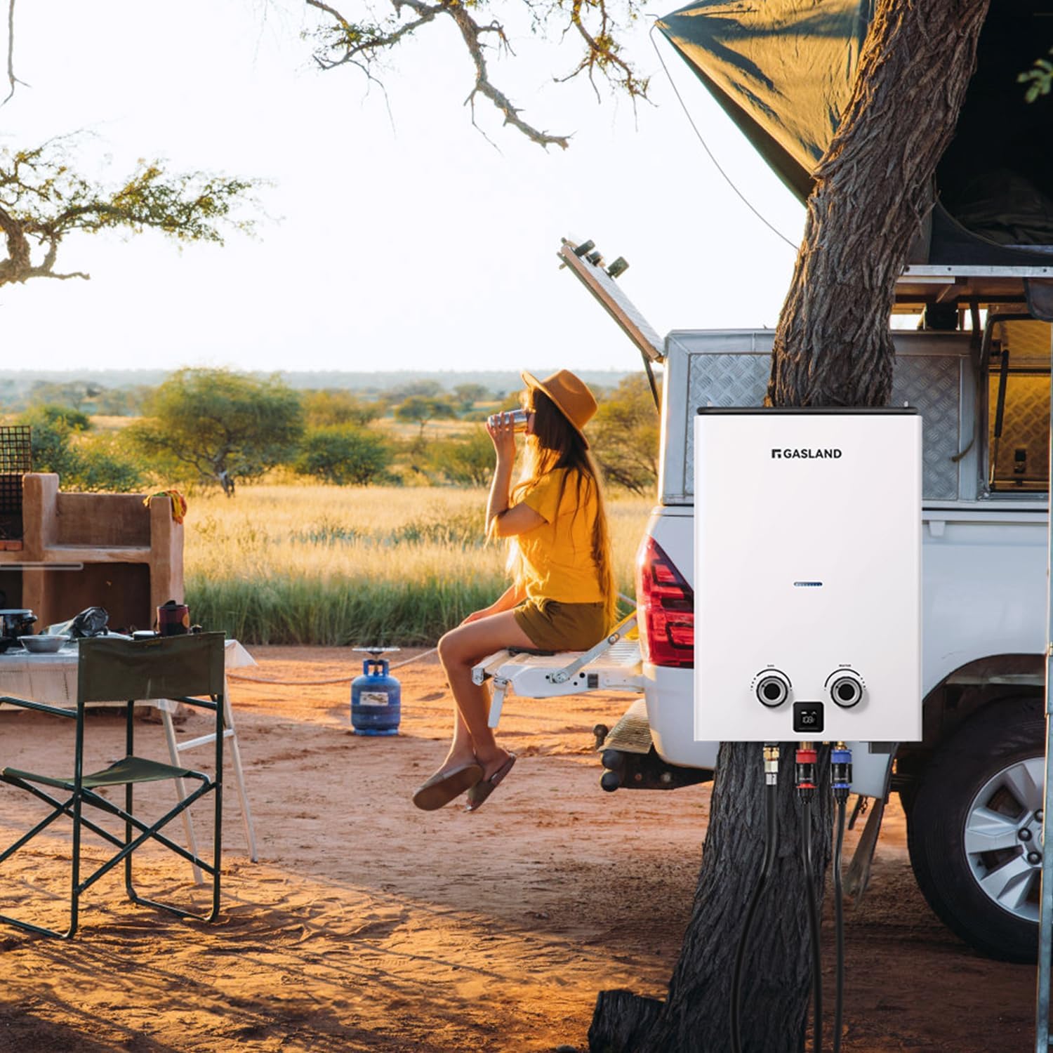 GASLAND Propane Tankless Water Heater G10 PRO, 2.64GPM 10L Propane Outdoor Water heater with Pump & Pipe Strainer for Off Grid, Ultra Slim Portable Hot Water Heater, 68,000 BTU
