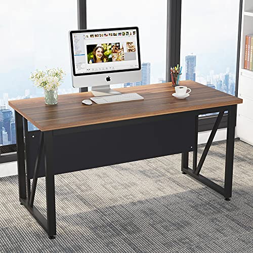 Tribesigns 63 inches Executive Desk and 47" lateral File Cabinet, L-Shaped Computer Desk Home Office Furniture Set with Drawers and Storage Shelves, Office Table with Cabinet (walnut+White, 63)