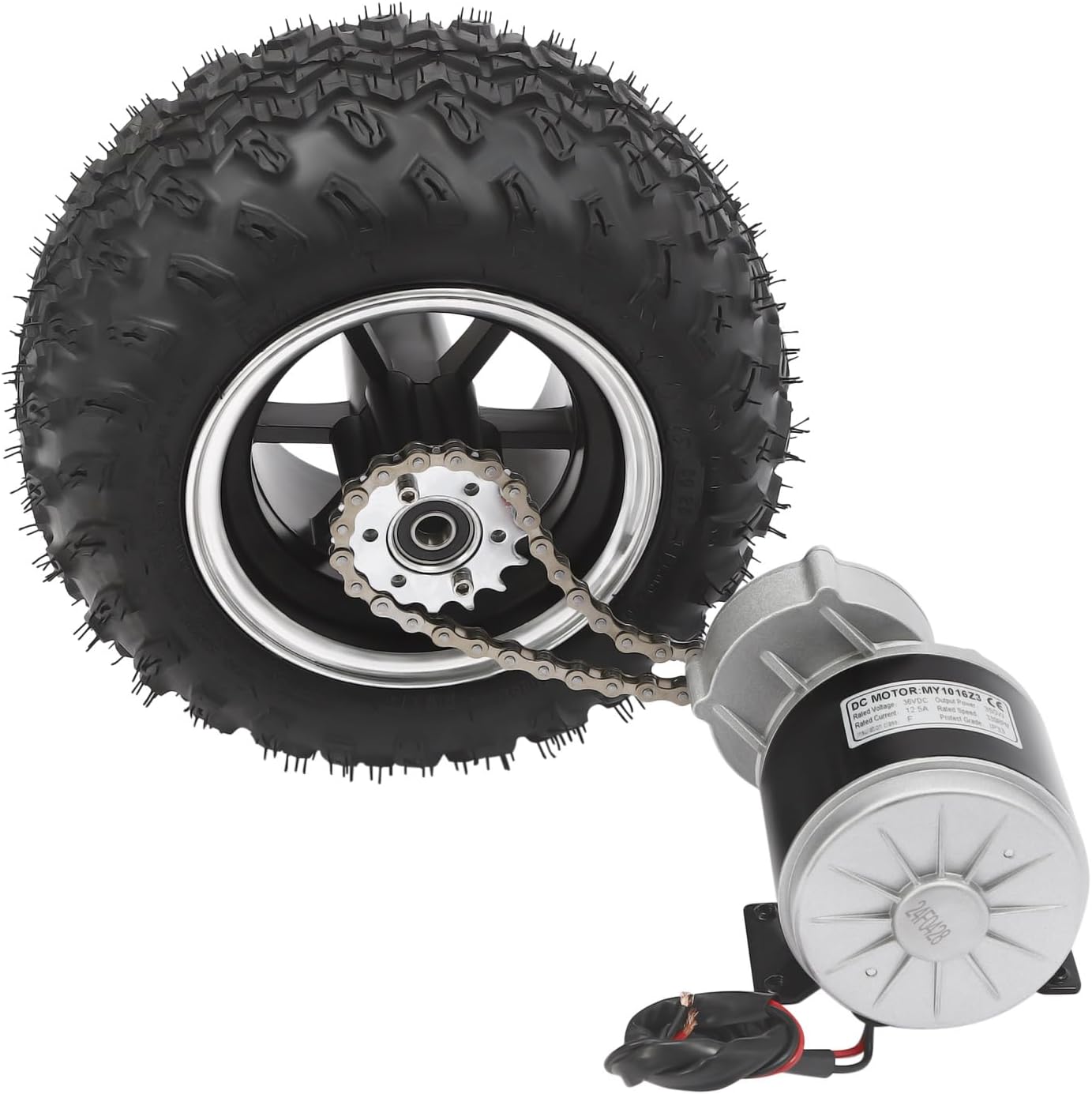 Motor Drive Air Wheel Conversion Kit Dual 350W 36V Brush Gear Motors, Double 10in Wheel Set for Electrical Beach Bike, Wheel Kit with Digital Display Throttle for Electric Cart Bike