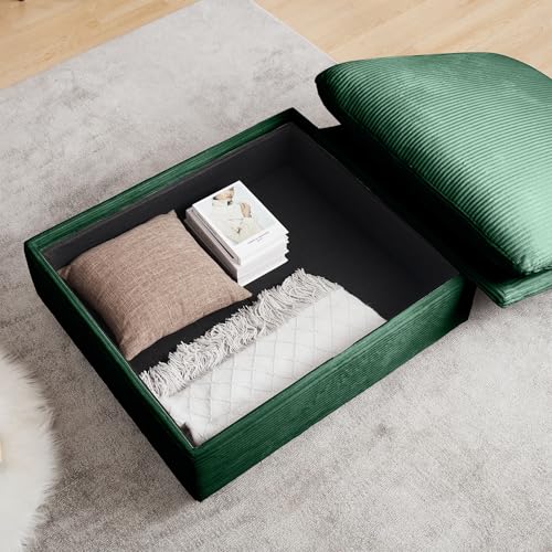 Corduroy L Shaped Sofa Couch 157.5" Brown Comfy Modular Couch Oversized Couch with Storage Ottoman Cloud Couch 4 Seater Extra Deep Sofa Couch,Sectional Couches for Living Room