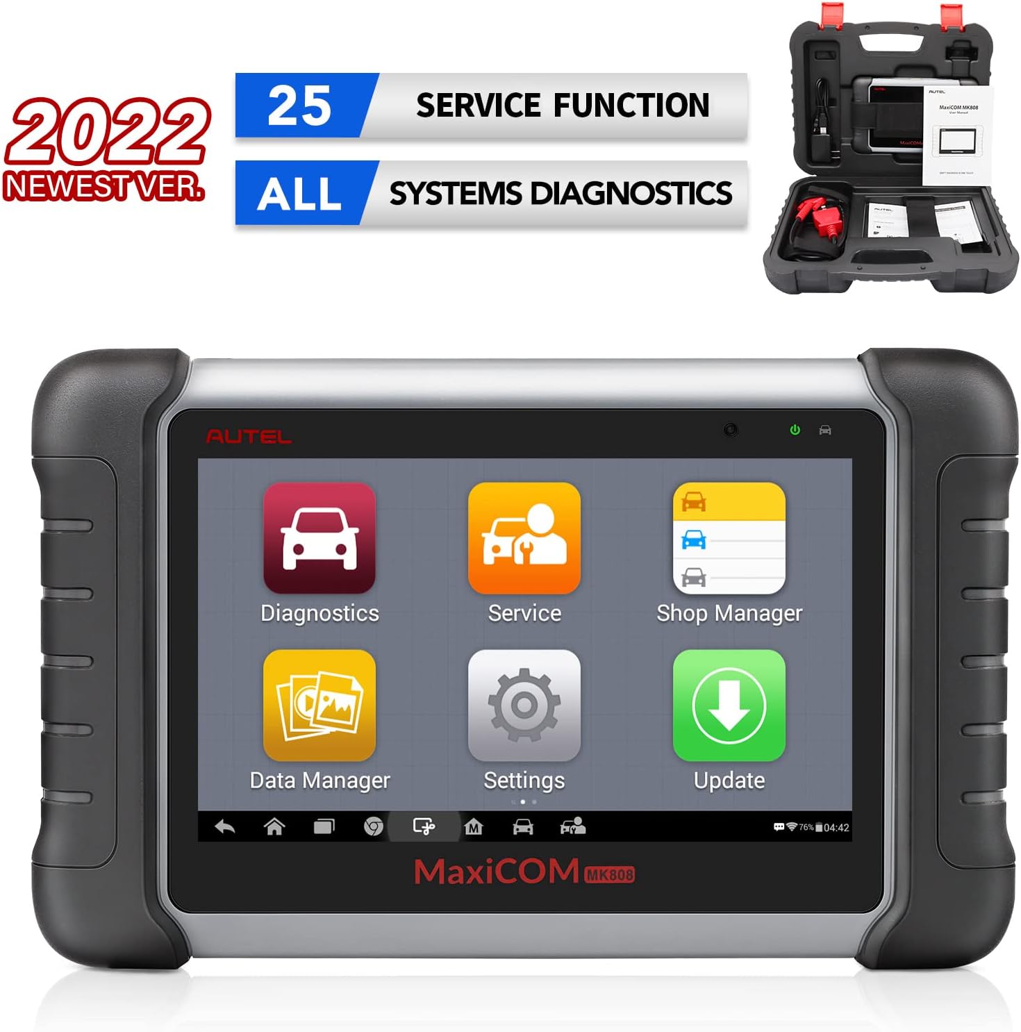 Autel MaxiCOM MK808 OBD2 Diagnostic Scan Tool, 2022 Newest Same as MX808, OBD2 Car Diagnostic Scanner with All System and 28+Service Functions,Oil Reset, EPB, SAS, DPF, BMS