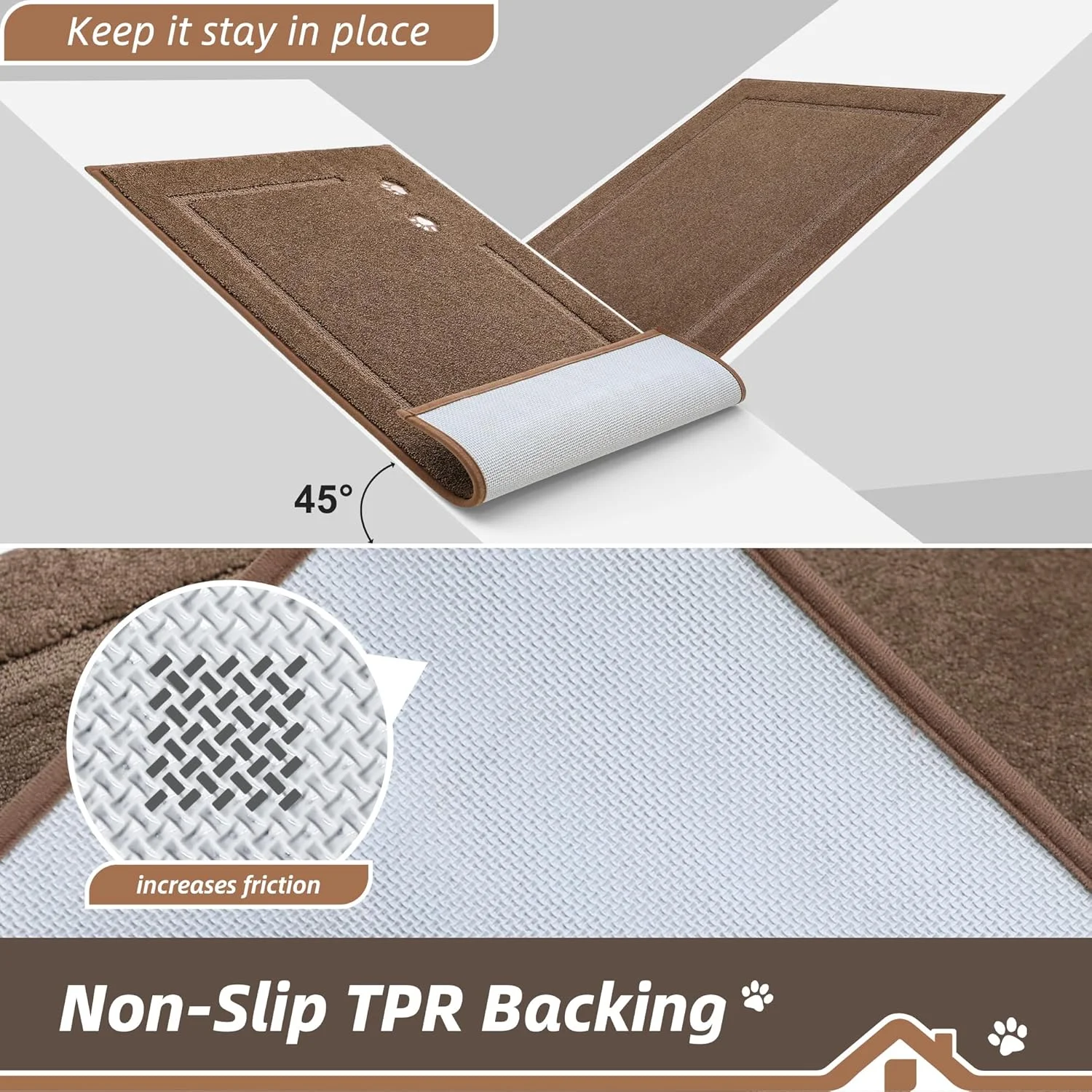Dog Door Mat for Muddy Paws 36"x60" Dirt Trapper Absorbent Doormat Non Slip Entryway Rugs Washable Stain Resistant Welcome Floor Mat Soft Low-Profile for Front Back Door, Brown