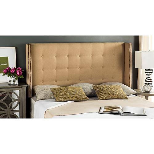 Safavieh Keegan Linen Tufted Winged Headboard - Navy - Queen