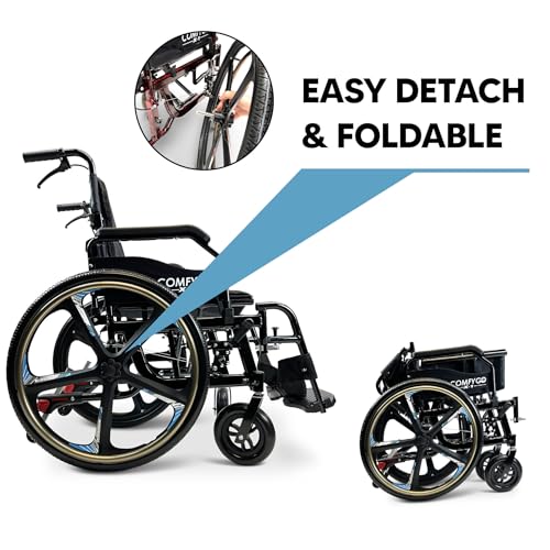 Lightweight Foldable Self Propelled Wheelchair - Self-Propelled Transfer Wheelchairs,17.5" Seat Width, Special Edition, Black