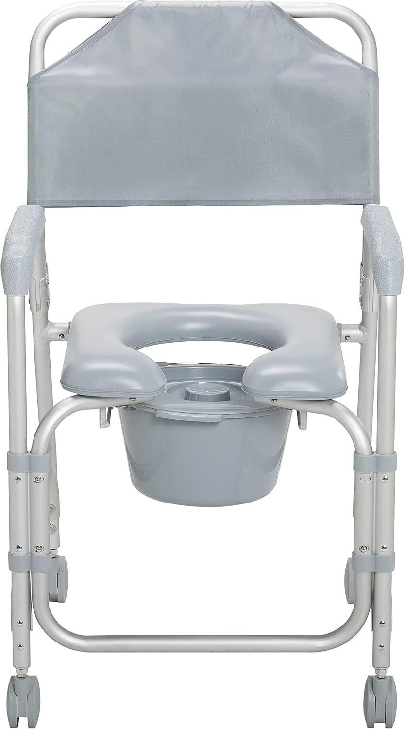 Drive Medical 11114KD-1 Shower Chair / Commode Chair with Casters,Grey