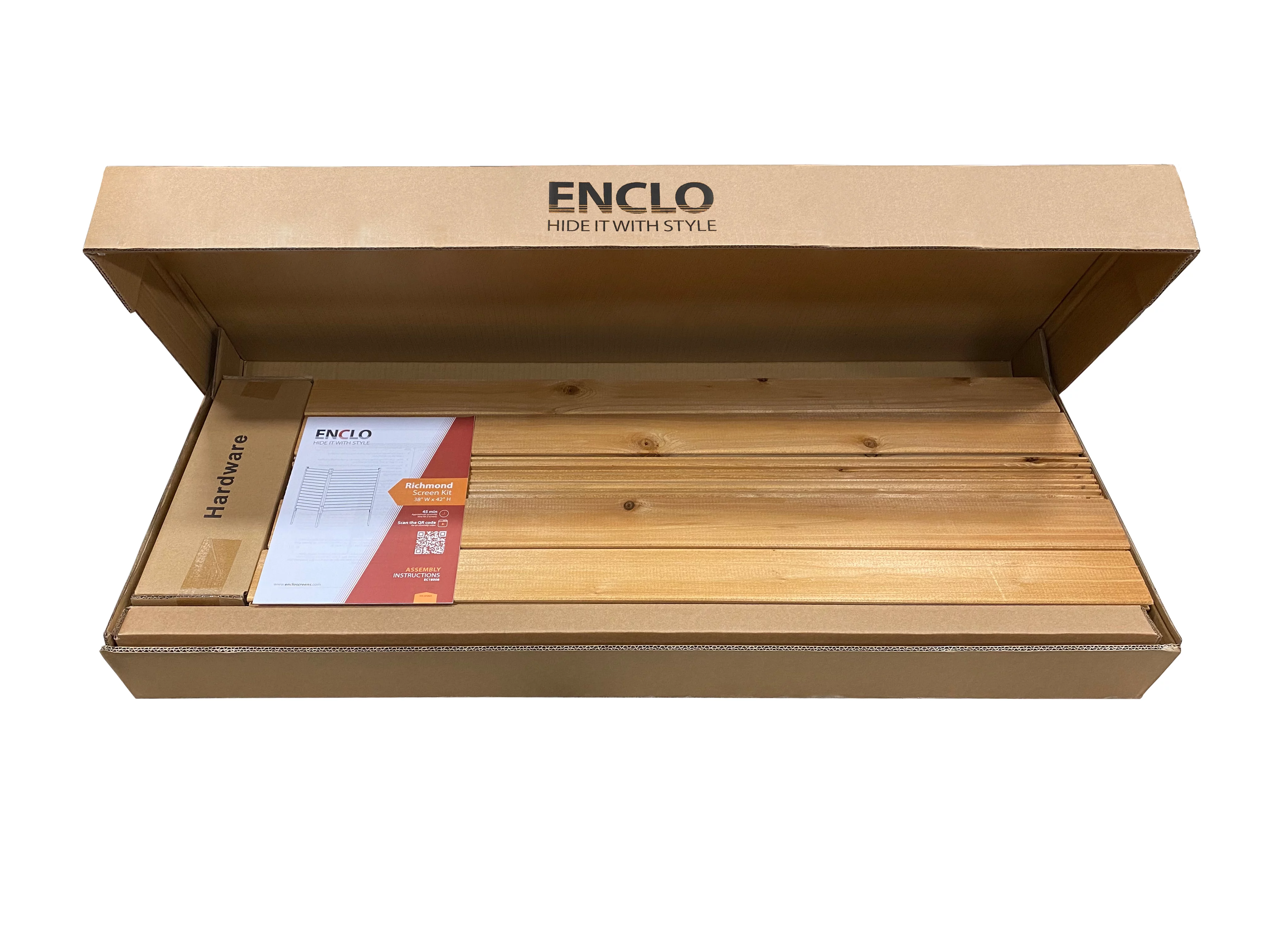 Enclo Richmond Outdoor No Dig Wood Privacy Screen Enclosure for Garbage Bins and Air Conditioners (42in H x 38in W - 2 Panels)