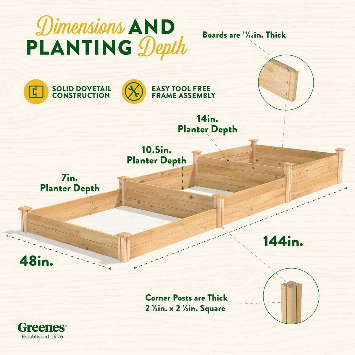 Greenes Fence Dovetail Stair-Step Cedar Raised Garden Bed