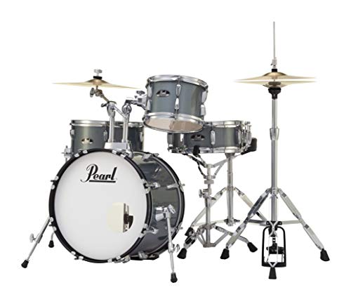 Pearl Roadshow Drum Set 4-Piece Complete Kit with Cymbals and Stands, Charcoal Metallic (RS584C/C706)