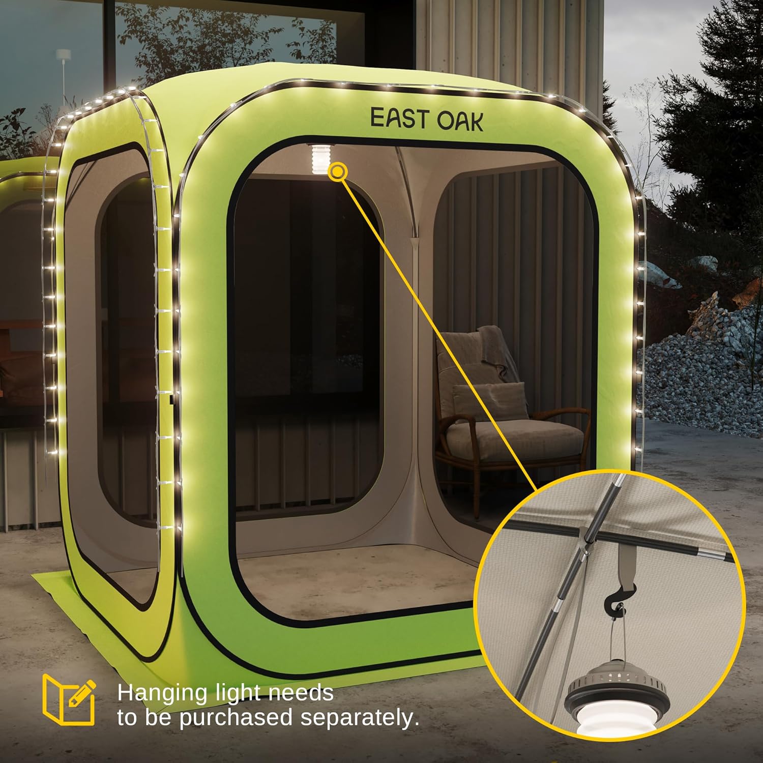 EAST OAK Screen House Tent Pop-Up, Portable Screen Room Canopy Instant Screen Tent 6 x 6 FT with Carry Bag for Patio, Backyard, Deck & Outdoor Activities, Light Green