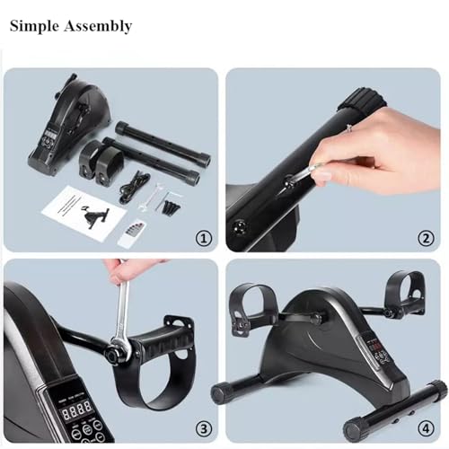 Pedal Exerciser for Seniors, Under Desk Elliptical Machine for Home Office, Household elderly fitness rehabilitation bicycle, Pedal Exerciser for Legs and Arms, Portable Eliptical with Big Display ，fo
