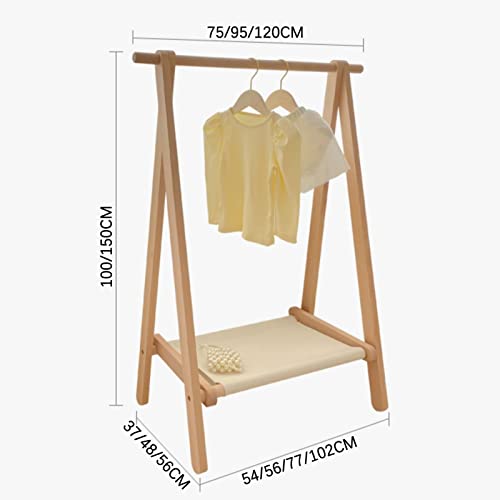 Child Coat Rack Stand Clothes Rack Stand, Keep Kids Garment Hat Dress Toy Items Organised, Single Hanging Rail Hall Bedroom Kindergarten Storage Shelf, Space-Saving (Color : Wood Color, Siz