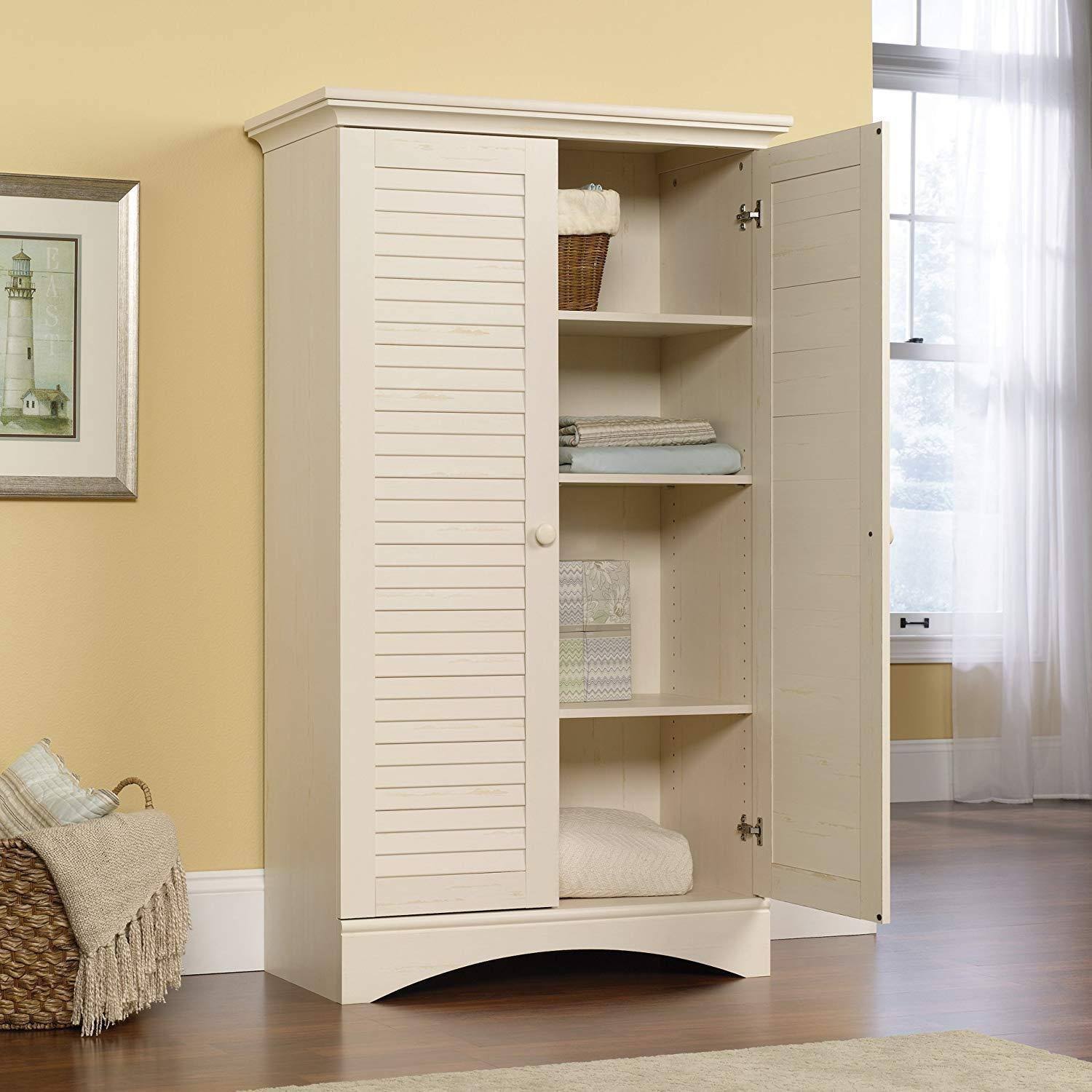 Sauder Harbor View Storage Cabinet, Antiqued White