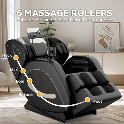Luxury Zero Gravity Full-Body Massage Chair with Heating, Bluetooth Audio, and Foot Rollers - Home Relaxation Recliner (Velvet Black)