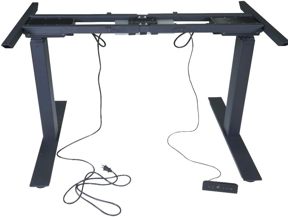 Titan Dual Motor Electric Adjustable Base Height Sit-Stand Standing Desk Frame 50" H 63" W Programmable Buttons
