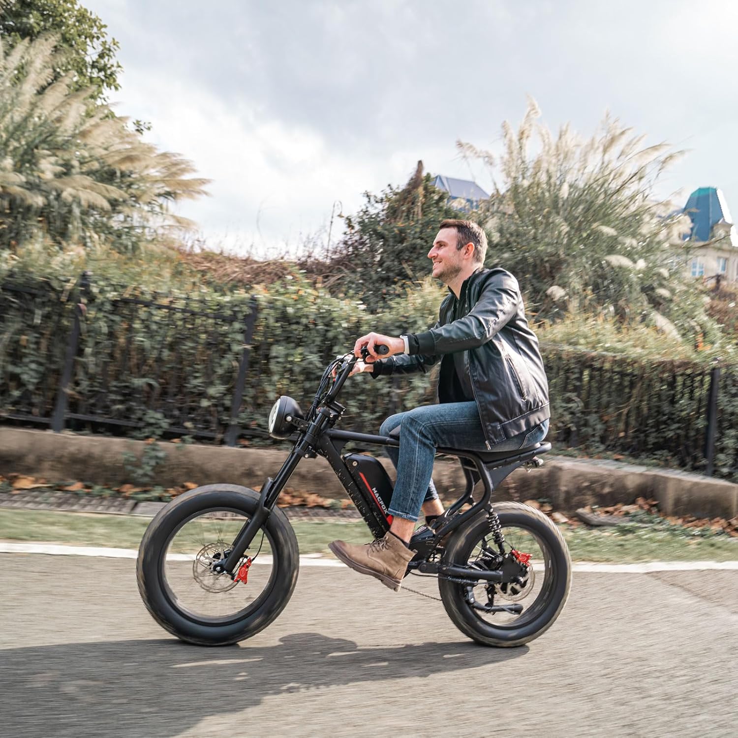 MACFOX X2 Electric Bike, Ebike 750W/48V/20Ah, 20" Fat Tire Electric Bicycles Up to 28MPH & 45+ Miles with Retro Motorcycle Design, Removable Battery, 80Nm Max Torque (Brown)