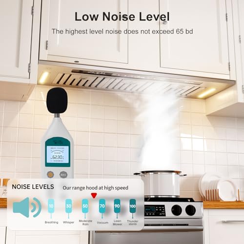 BRANO Insert Range Hood, 900 CFM Voice Control Kitchen Hood Stove Hood Vent with Touch Control, Gesture Sensing Touchless Control, 4-Speed Fan, Convertible Ducted/Ductless