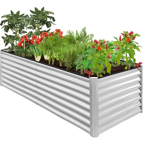 Best Choice Products 8x4x2ft Outdoor Metal Raised Garden Bed, Deep Root Planter Box for Vegetables, Flowers, Herbs, and Succulents w/ 478 Gallon Capacity - Gray