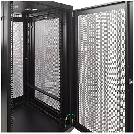 NavePoint 24U Rack Enclosure Server Cabinet, Mid Depth 33 Inch Deep, Perforated Door Lock and Casters Black