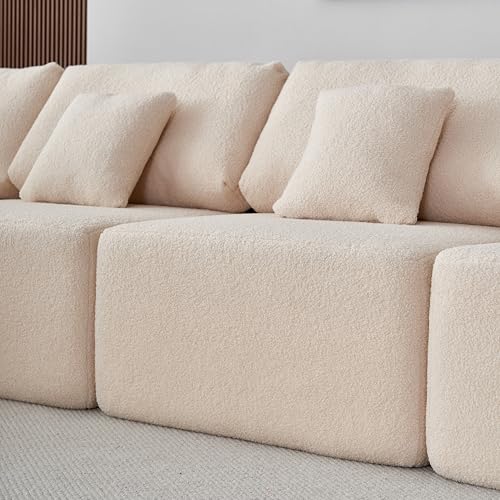Oversized Modular Sectional Sofa Set, Convertible U Shaped Sofa Couch, 5 Seat Sofa with Chaise, Large Modular Sherpa Fabric Couch for Living Room,No-Assembly Deep Seat Comfy Cloud Couch-Gray