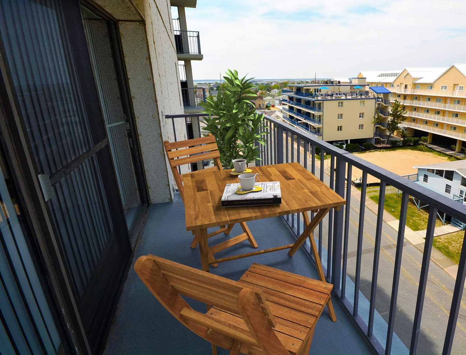 Interbuild Sydney Wood Folding Indoor Outdoor Small Table, Balcony|Backyard|Garden|Patio Table 29.5" x 29.5" x 28.7", Golden Teak