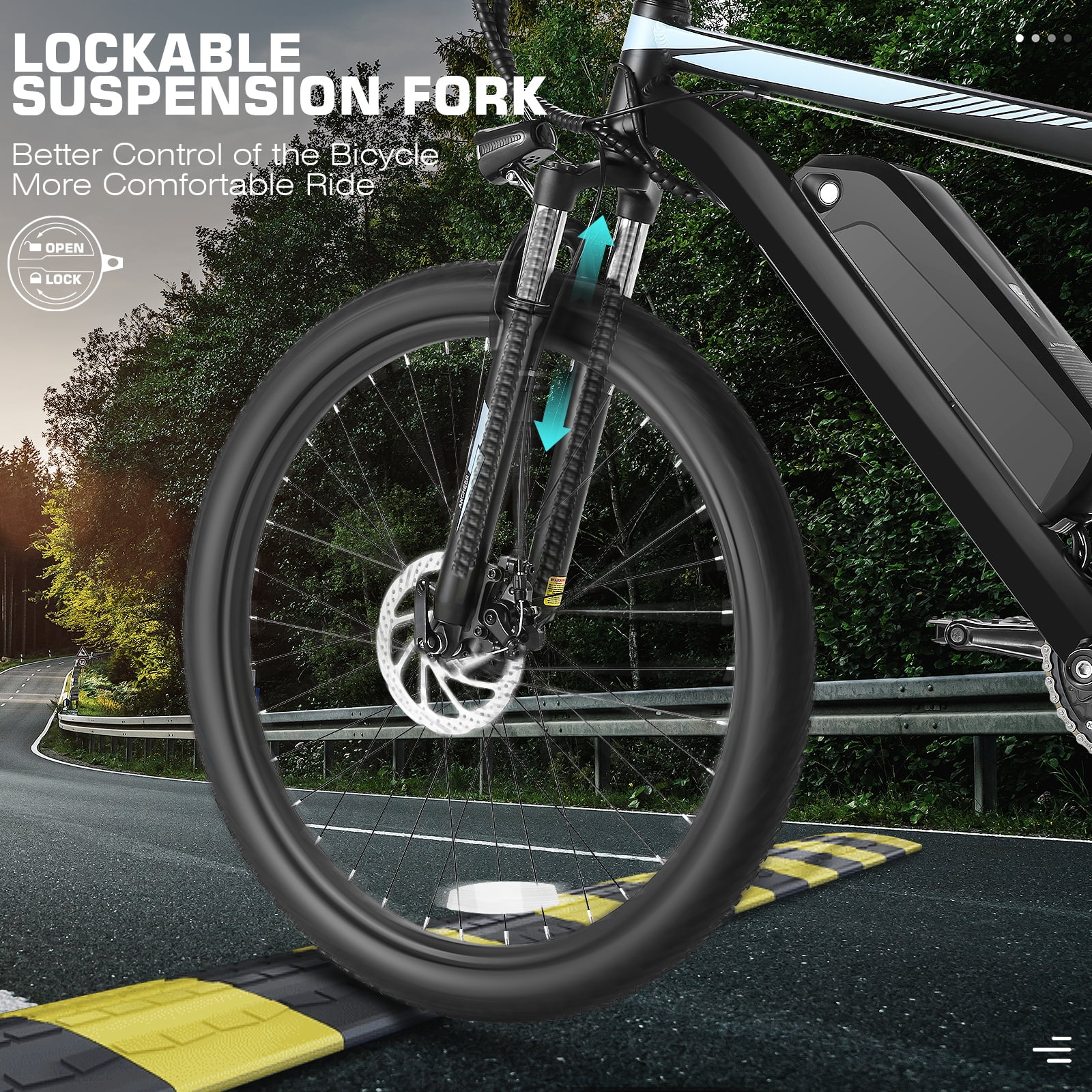 Electric Bike 26" x 2.1" Electric Bike for Adults 500W Electric Mountain Bicycle, 48V Battery City Ebike, Lockable Suspension Fork, Shimano 21 Speed, Electric Commuter Bike UL 2849 Certified