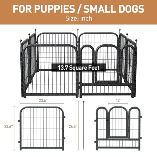 Metal Dog Playpen, 40 Inch Height 16 Panels, Large Dog Fence for Large/Medium/Small Dogs Indoor & Outdoor Bliss, Perfect Dog Pen for Camping, Yard, and RV | Black-Silver