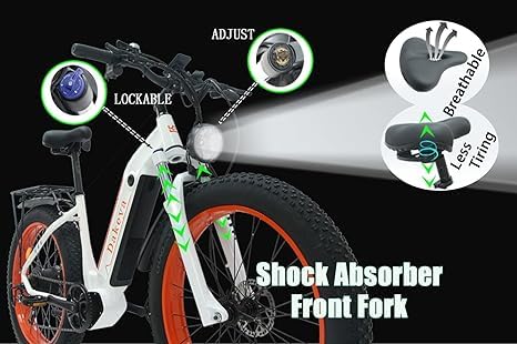 Dakeya Da08 Electric Bike for AdultsTerrains,1000W Brushless Motor EBike,48V 15AH Removable Battery,UP to 50 Miles,26" x 4.0 Fat Tire,7-Speed Gear,31MPH, LCD Digital Display,for All Terrains…