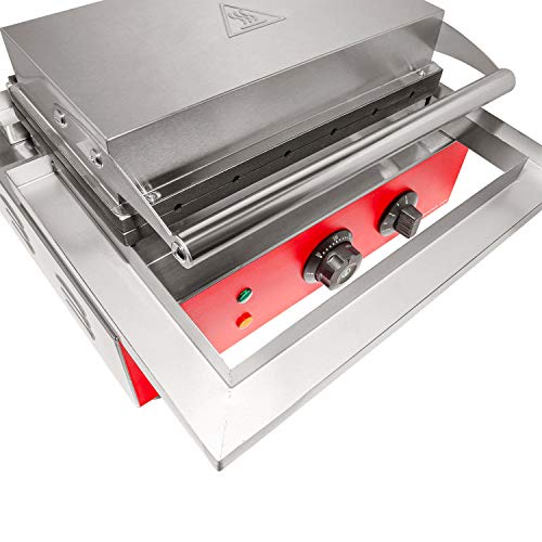 ALDKitchen Waffle Dog Maker | Corn Dog Maker with Red Panel for Business | Stainless Steel | Waffles on a Stick | 110V (5 Waffles)