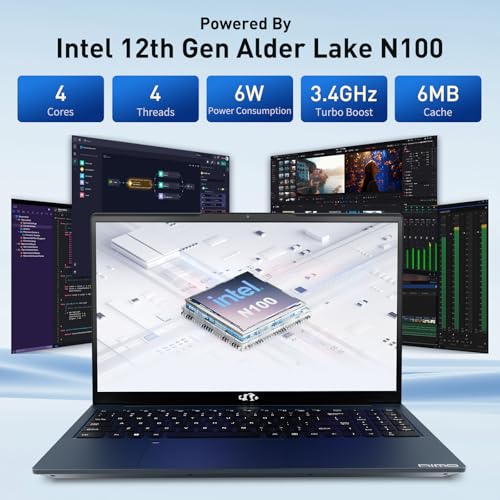 NIMO 15.6 IPS-FHD-Laptop, 16GB RAM 1TB SSD Intel Pentium Quad Core N100, Backlit Keyboard Fingerprint (Beat to i3-1115G4 Up to 3.4GHz) Computer for Student-Home WiFi 6 BT5.2 Win 11