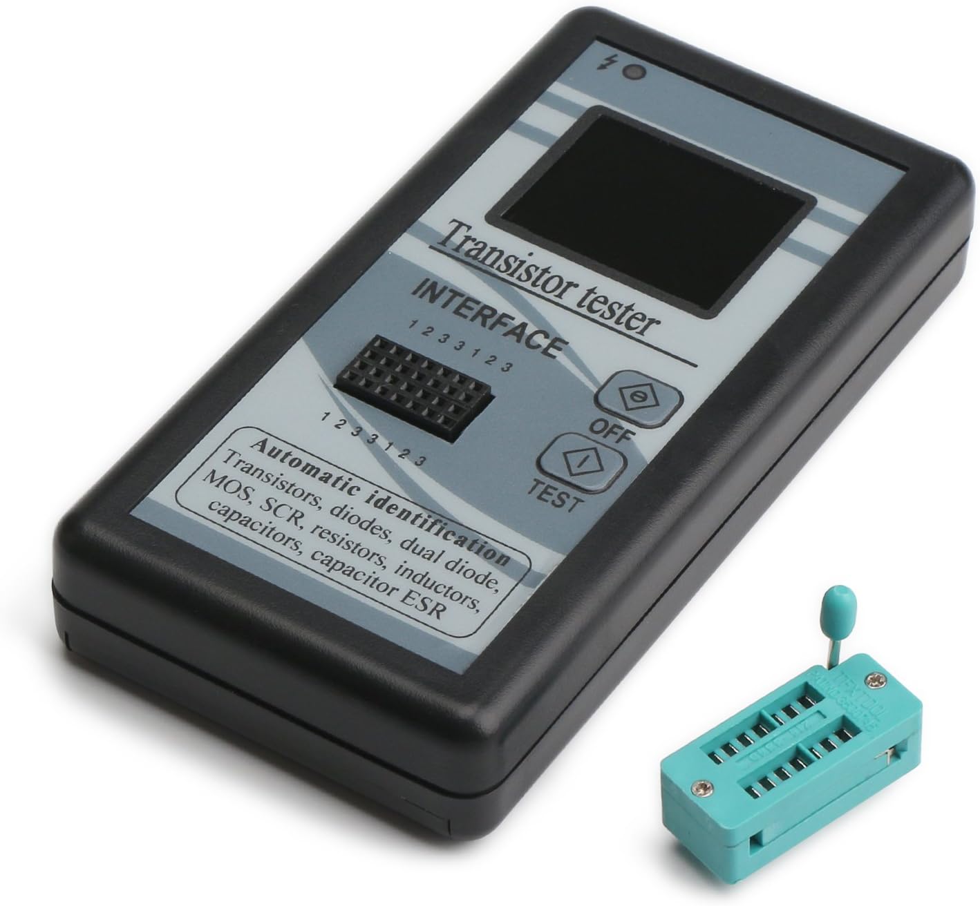 Transistor Tester, DROK Mosfet Transistor Capacitor Tester, Mega328 NPN PNP Transistor Diode Resistor Inductor Capacitance MOS SCR ESR Meter Automatic Checker Detector
