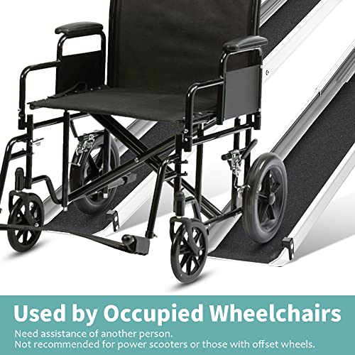 Adjustable Wheelchair Ramp 6FT Telescoping Portable Ramps for Steps Aluminum Lightweight Ramp with Storage Bag Non-Skid Ramps for Wheelchair for Home 72" L x 7.4" W 600lbs Capacity (2 Pack)