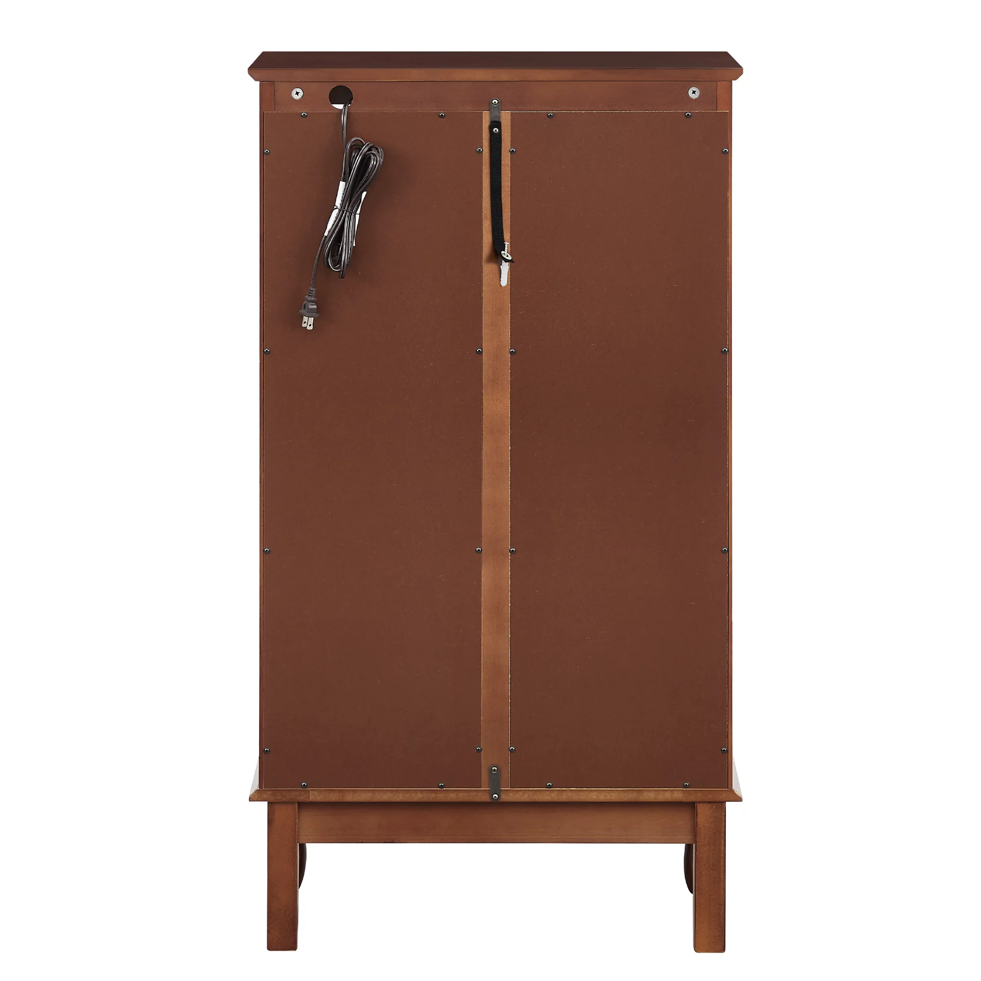 3 Shelf Lighted Curio Cabinet, 43.5" Tempered Glass Floor Display Cabinet with Adjustable Shelves and Mirrored Back Panel, E26 light Bulb Not Included, Walnut