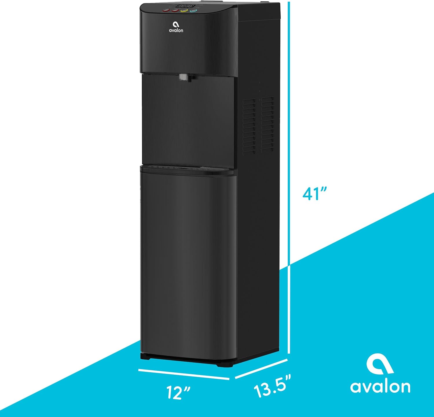Avalon A13BLK Electric Bottleless Cooler Water Dispenser-3, Digital Clock with Temperature Control, Self Cleaning, Black Stainless Steel