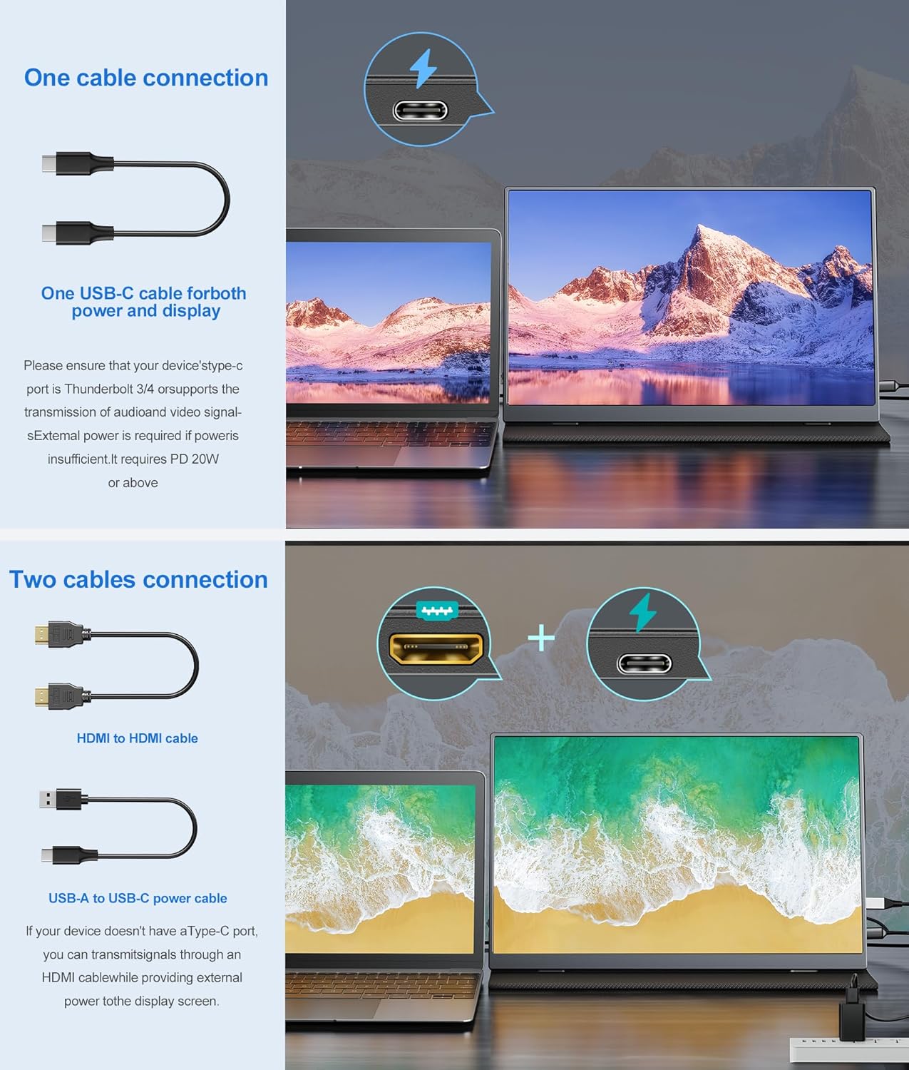 18.5 Inch Portable Monitor for Laptop, FHD 1080P 100% sRGB Travel Monitor for Laptop, Portable Computer IPS Display w/VESA, External Monitor USB-C HDR HDMI Portable Screen w/Smart Cover & Speakers