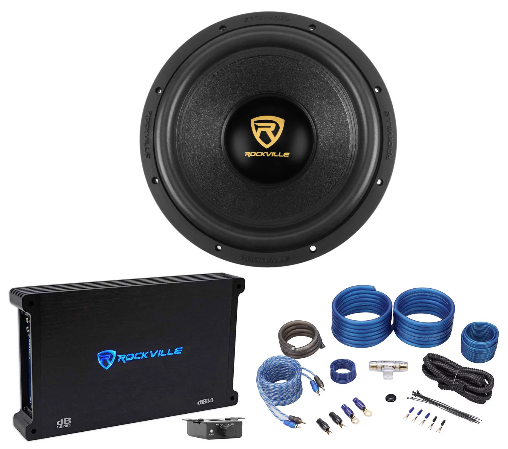 Rockville W12K9D4 12" 4000 Watt Car Audio Subwoofer+Mono Amplifier+Amp Kit - Curated Treasures Market