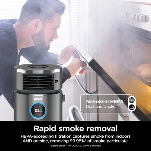Shark 3 in 1 Air Purifiers for Home, Bedroom, or Office with HEPA Filter, Small Space Heater and Fan Combo, Covers up to 500 Sq Ft, Clean Sense Technology
