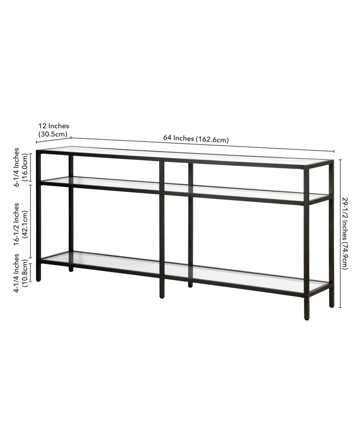 Sivil Console Table (64x22 Blackened Bronze)