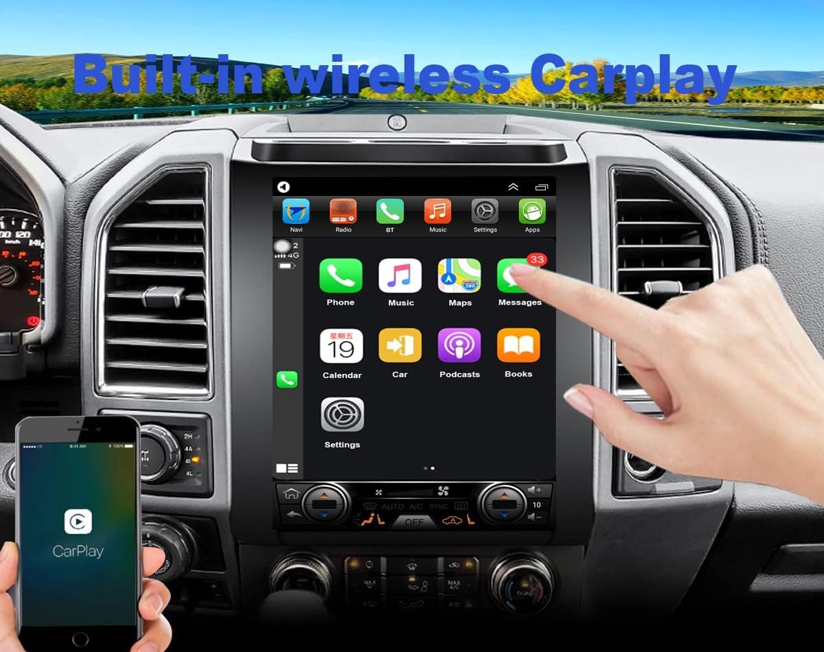 for Ford F150 Radio 2015-2020 Upgrade Android 10 Stereo Navigation 12.1inch Touch Screen 4GB+64GB Wireless Carplay 4G LTE WiFi Free Camera