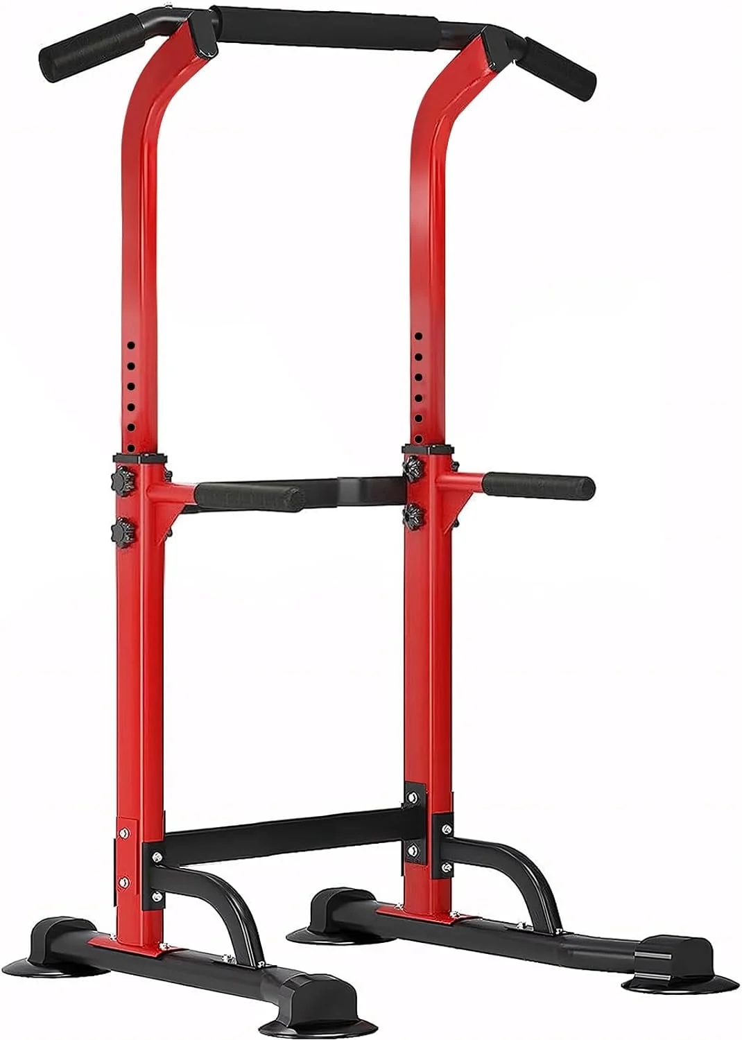 SOGES Height Adjustable Power Tower Dip Stands Pull up Bar Strength Training for Home Gym Black