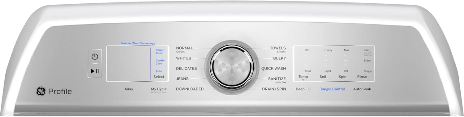 GE Profile PTW605BSRWS 4.9 Cu. Ft. White Washer with Smarter Wash Technology and FlexDispense
